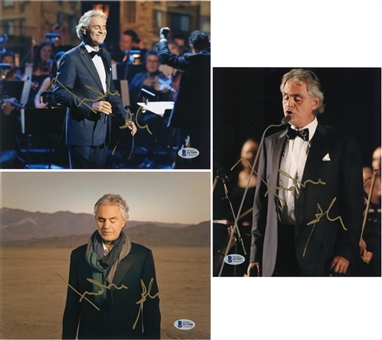 Lot of (3) Andrea Bocelli Signed 8x10 Photographs (Beckett)